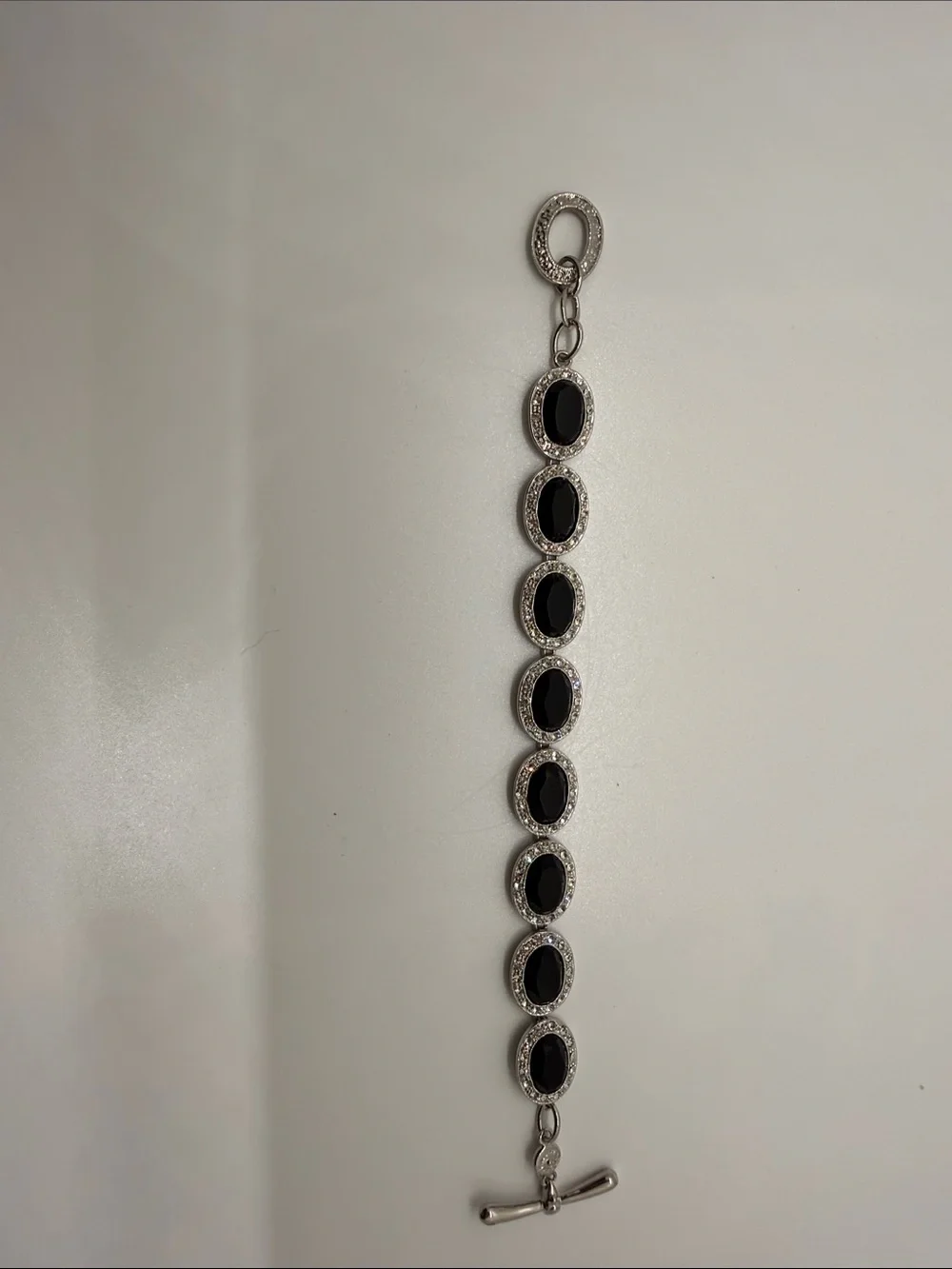 Black Oval Crystal Station Bracelet